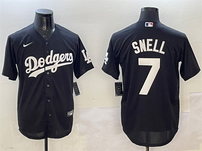 Men's Black Los Angeles Dodgers #7 Blake Snell Cool Base Stitched Baseball Jersey